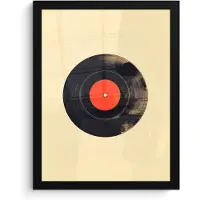 PosterMonkey Poster in lijst - Fotolijst 30x40 cm - Posters - Illustratie - Vinylplaat - Beige - Vintage - Posterlijst zwart - Decoratie - Wanddecoratie woonkamer - Muurdecoratie slaapkamer