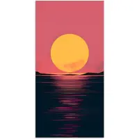 PosterMonkey Poster 80x160 cm - Zon - Geel - Bergen - Water - Posters - Kamer decoratie - Wanddecoratie woonkamer - Muurdecoratie slaapkamer