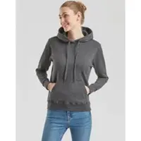 Fruit Of The Loom Trui met capuchon - LADIES CLASSIC HOODED SWEAT - S tot XXL - voor Vrouwen - donkergrijs gemêleerd | Maat XL