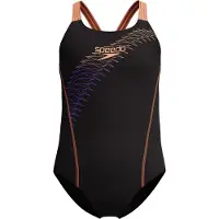Speedo Eco Medley Logo Medalist meisjes badpak zwart oranje maat 152/158