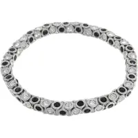Behave - elastische armband met zwarte steentjes - avondstijl