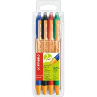 Stabilo pointball Intrekbaar Balpen Kleurenassortiment 0,5 mm Medium Balpen Navulbaar 4 Stuks