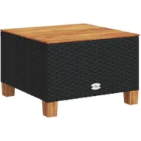vidaXL Tuintafel 55x55x36 cm poly rattan en acaciahout zwart