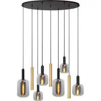 Lucide Hanglamp Joanet, dimbaar, alu / grijs / zink, Woon-/ Eetkamer, Glas, hanglamp