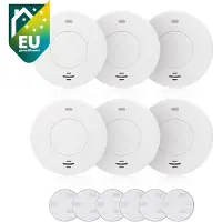 Smartwares Rookmelderset - 6x Rookmelder FSM-12001 - 10 jarige batterij - Inclusief 6x FOT-14001 bevestigingsset - Multipack