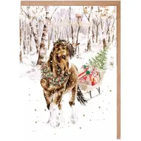 Wrendale Designs Wrendale Kerstkaarten Notepack - 8 stuks - 'Snowy Sleigh Ride' horse Christmas Card Pack