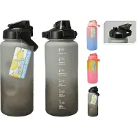 Excellent Waterfles met motiverende maatbeker, 2 liter, sportfles met handvat.