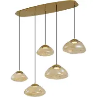 QAZQA Hotel Chique Hanglamp Messing met Amber Glas 5-Lichts - Gus