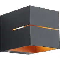 QAZQA Moderne wandlamp zwart met gouden binnenkant incl. LED en touch dimmer oplaadbaar - Joris Groove