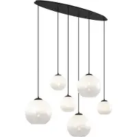 QAZQA Moderne hanglamp zwart met wit glas rechthoekig 6-lichts - Misty