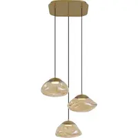 QAZQA Hotel Chique Hanglamp Messing met Amber Glas 3-Lichts - Gus