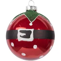 Clayre & Eef Kerstbal Overig Ø 8x8 cm Rood Glas Kerstman Kerstballen