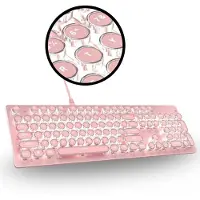 Eweadn Steampunk Retro Mechanisch Toetsenbord - Roze – Bedraad – 104 Toetsen – RGB Verlichting – Ergonomisch – Metalen Behuizing – Typemachine Stijl – Geschikt voor Gaming & Kantoor – Windows & Mac