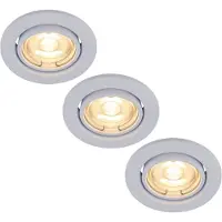 Lighto Inbouwspot wit rond kantelbaar- Met GU10 Fitting en dimbare GU10 LED lamp - 3 stuks