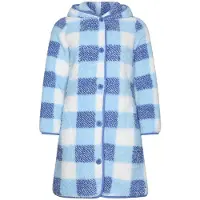 Rebelle - Frozen Sky - Badjas - Fleece - Geruit - Blauw/Wit - Maat XXL