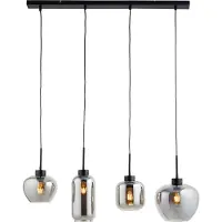 Lighto Hanglamp zwart met smoke glas 4-lichts - Elin