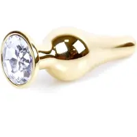 Power Escorts - Groot Formaat Butt plug 9.5 cm - vette Dia 3 cm - Super Stijlvol Goud kleur met Witte Steen - Anaal plug - Opwindend en Stimulerend - Gemakkelijk gebruikbaar - Handige verpakking