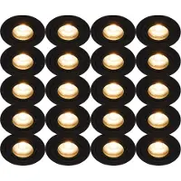Lighto Inbouwspot zwart rond kantelbaar - Met GU10 fitting en dimbare GU10 LED lamp - 20 stuks