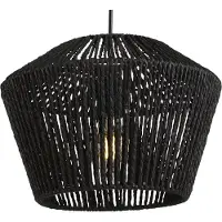Lighto | Hanglamp Rotan Zwart Ø31 cm - Plafondlamp - Japandi Lamp - Eetkamer - Slaapkamer - Woonkamer - Aura