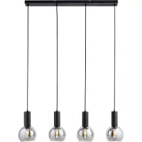 Lighto Art deco hanglamp zwart met smoke glas 4-lichts - Juna