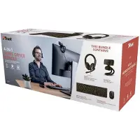 Trust Qoby 4-in-1 Home Office Set: Qoby 4-in-1 thuiskantoorset - Keyboard, mouse, headset and web camera set - italiaans - Zwart