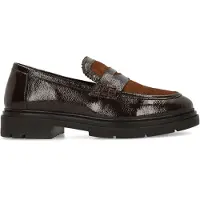 Manfield Bruine lakleren loafers met pony hair | Maat 40