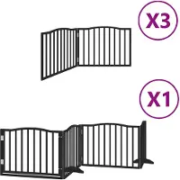 vidaXL Hondenhek inklapbaar 10 panelen 800 cm populierenhout zwart