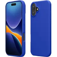 Kwmobile telefoonhoesje geschikt voor Apple iPhone 16 Plus - Hoesje met siliconen coating - Smartphone case in Baltisch blauw
