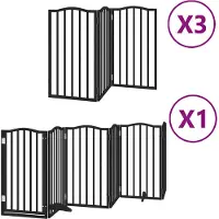 vidaXL Hondenhek inklapbaar 15 panelen 750 cm populierenhout zwart