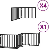 vidaXL Hondenhek inklapbaar 12 panelen 960 cm populierenhout zwart