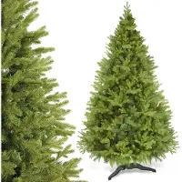 Kadax Kerstboom, kunstkerstboom 180 van PE- en pvc-kunststof, sparren met kunststof standaard, Ø ca. 120 boom met 68 takken en 15 boomkronen, kerstdecoratie (maannacht 180 cm)