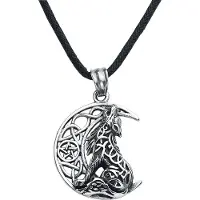 EtNox - Gothic Halsketting - Howling Wolf - voor Vrouwen - zilverkleurig - Maat Standard