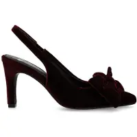 Manfield Burgundy velours slingback pumps | Maat 38