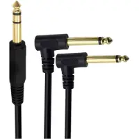 Dolphix 6,35mm Jack stereo - 2x 6,35mm Jack mono haaks kabel | verguld | 1,8 meter