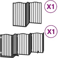 vidaXL Hondenhek inklapbaar 9 panelen 450 cm populierenhout zwart