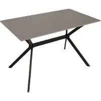 Mendler Eettafel -O58, eettafel van gesinterd metaal, marmerlook 120 cm ~ grijs