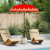 vidaXL Balinese parasol met basis Rood 185 x 185 x 260 cm Katoen