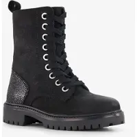 Groot suède meisjes veterboots zwart maat 26