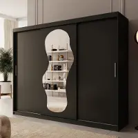 Meubella - Kledingkast Ulysses - Zwart - 250 cm - Met spiegel