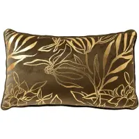Dutch decor LONNE - kussenhoes 30x50 cm - bladmotief - Military Olive - groen - met rits - zonder binnenkussen