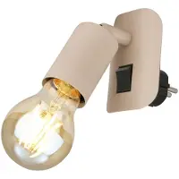 Briloner Batita – Stekkerlamp – wandlamp – E27 fitting – plug-in gebruik – met schakelaar – zwenkbaar – E27 fitting – beige - 9,5 x 6,7 x 7,8 cm