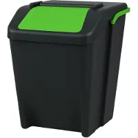 WDMT Stapelbare Vuilnisbak 25 Liter – Afvalscheiding Prullenbak met Klepdeksel – Gele Afvalbak – Compact & Modulair Systeem – Groen