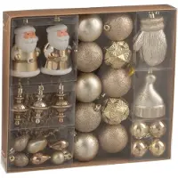J-Line kerstbal - kunststof - ecru/beige - doos van 45