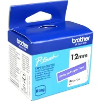 Brother Btag-F35 niet-gelamineerde tape wit op paars 12 mm (origineel)