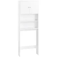 SoBuy BZR165-W Wasmachinemeubel – Wit – 65x20x182 cm – Kast met Deuren en Planken voor Boven Wasmachine