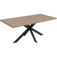 Mendler Eettafel -O55, keukentafel Eettafel, industrieel MDF metaal 180 cm ~ licht eikenlook