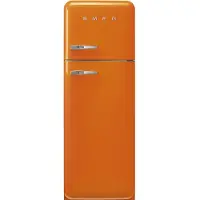 Smeg Koelkast Retro Vrijstaande ijskast Koelkast, Jaren 50, Dubbeldeurs, Vrijstaand , Positie scharnier: Rechts, Oranje