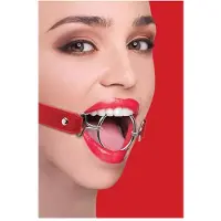 Ouch! – Ring Gag Open Mond Knevel met Verstelbare Riem Maat XL - Zwart