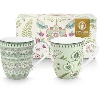 Pip studio Mok Lily & Lotus Light Green 450 ml (Set van 2)