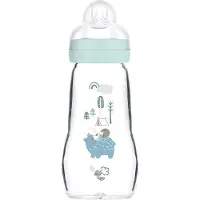 Mam Mam-glazen Fles - 260 Ml - 0 Tot 6 Maanden - Speenstroom 2 - Blauw